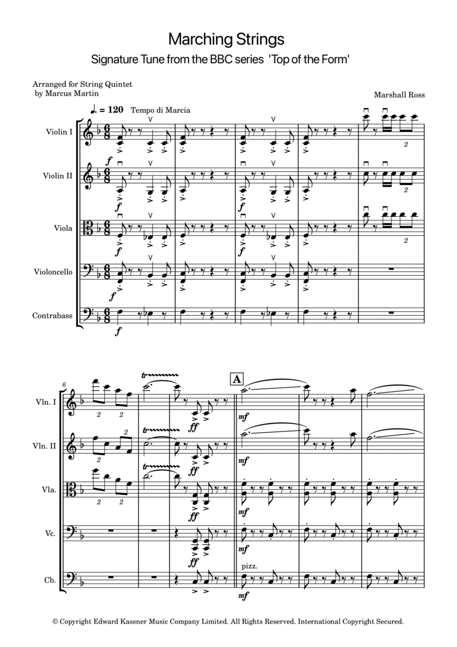 Marching Strings String Quintet scores gallery preview page 1