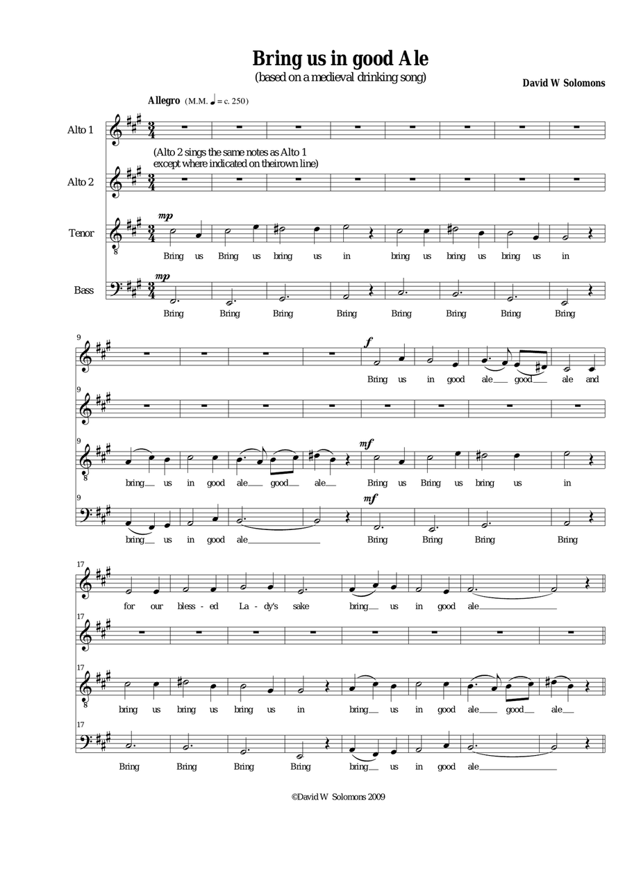 Bring us in good ale AATB version (men's voices) TB scores gallery preview page 1