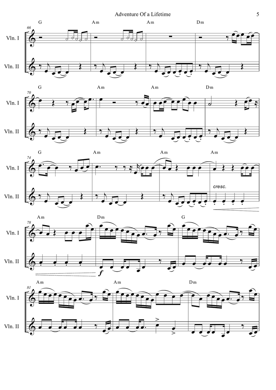 Adventure Of A Lifetime String Duet scores gallery preview page 5