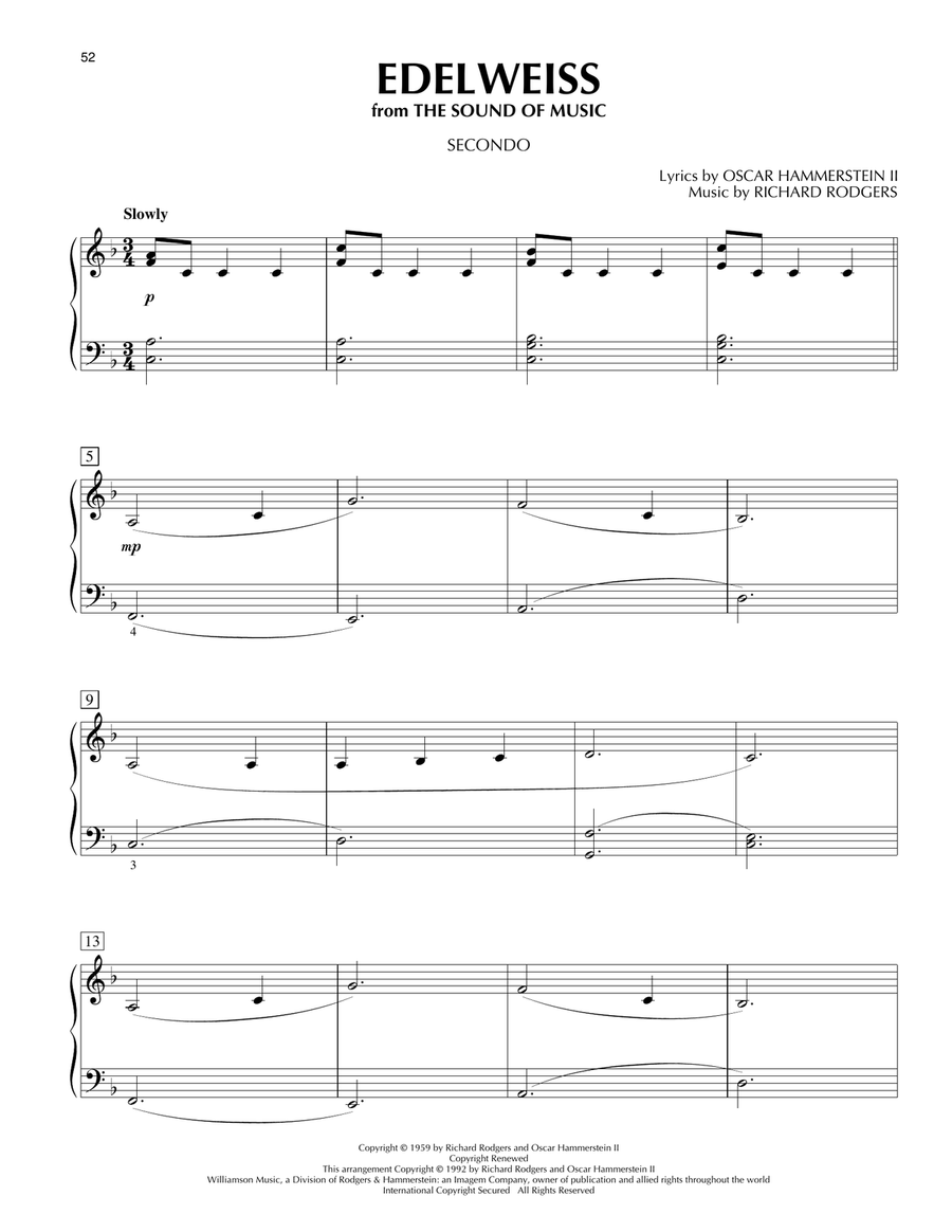 Edelweiss (from The Sound Of Music) 1 Piano, 4-Hands scores gallery preview page 1