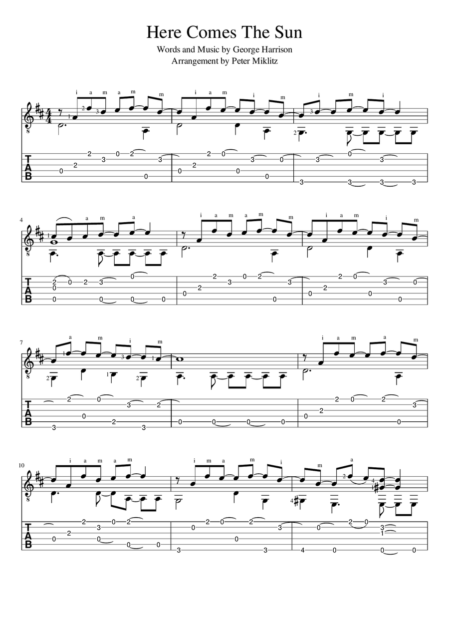 Here Comes The Sun Here Comes The Sun Guitar Solo scores gallery preview page 1