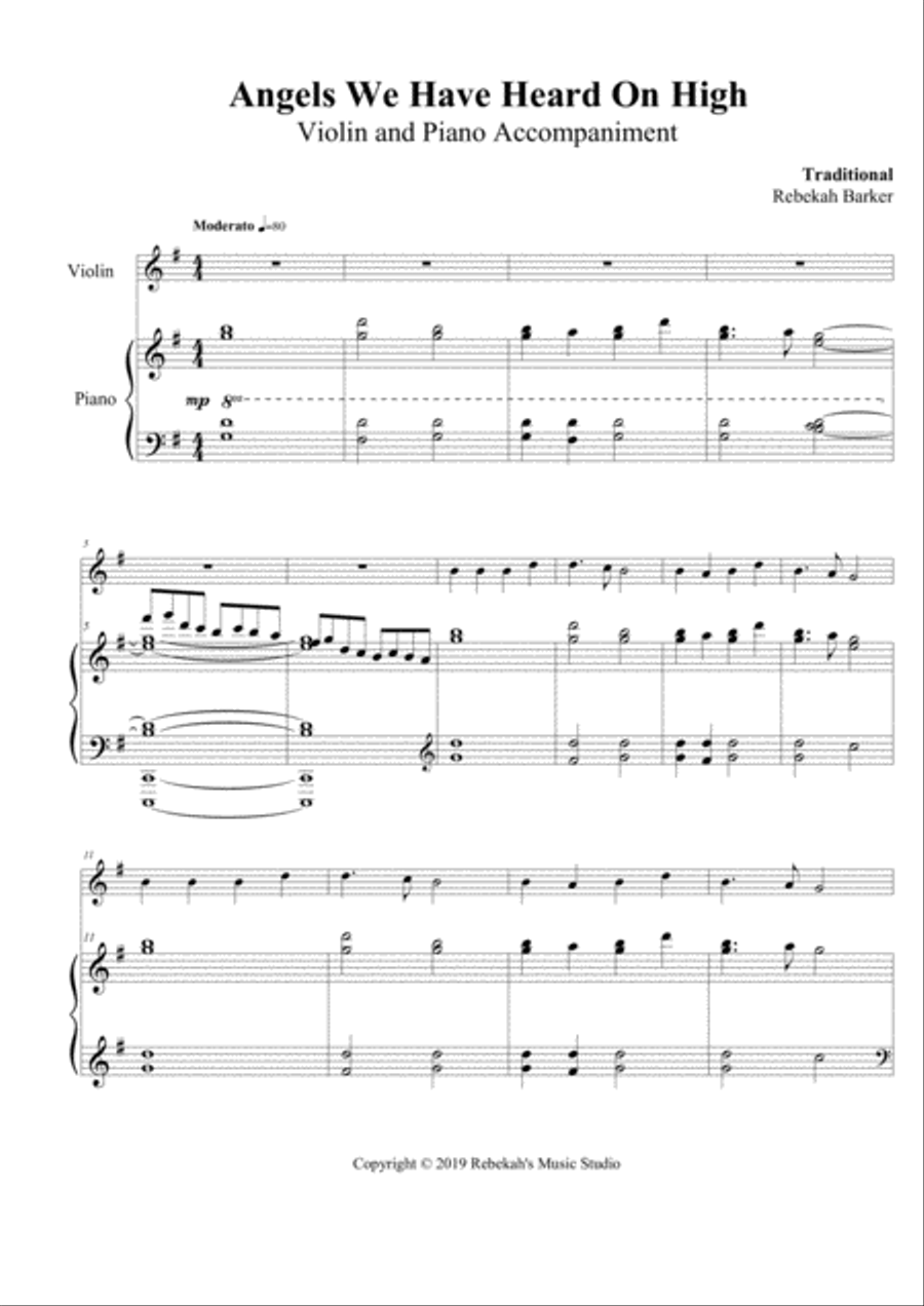 Angels We Have Heard On High Violin Solo scores gallery preview page 2