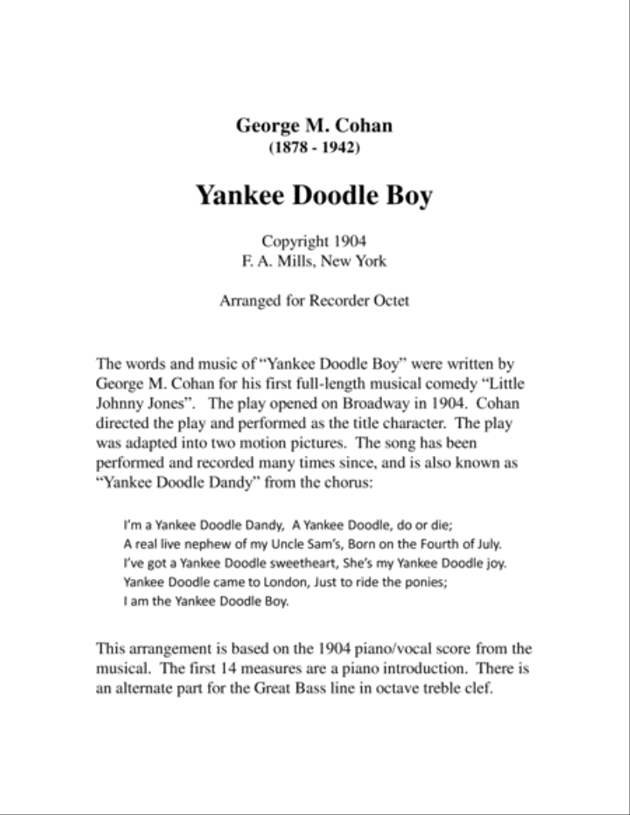 Yankee Doodle Boy for Recorder Octet Recorder scores gallery preview page 2