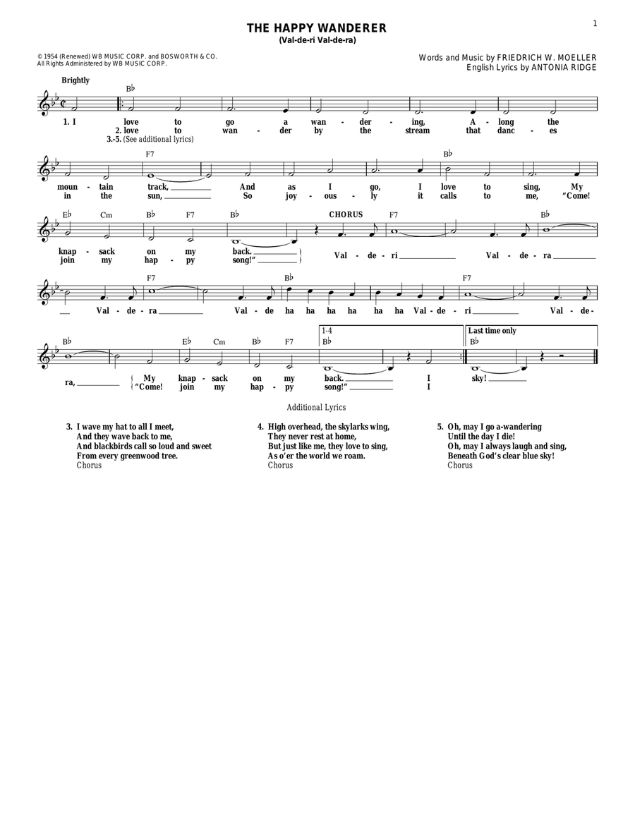The Happy Wanderer (Val-de-ri Val-de-ra) Guitar scores gallery preview page 1