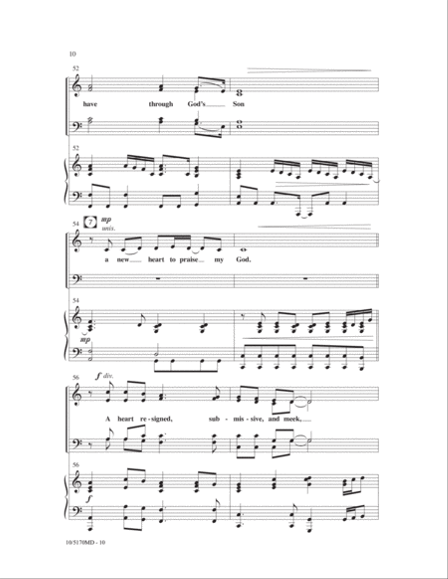O for a Heart to Praise My God 4-Part scores gallery preview page 10