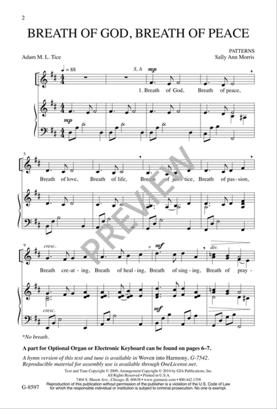 Breath of God, Breath of Peace 4-Part scores gallery preview page 3