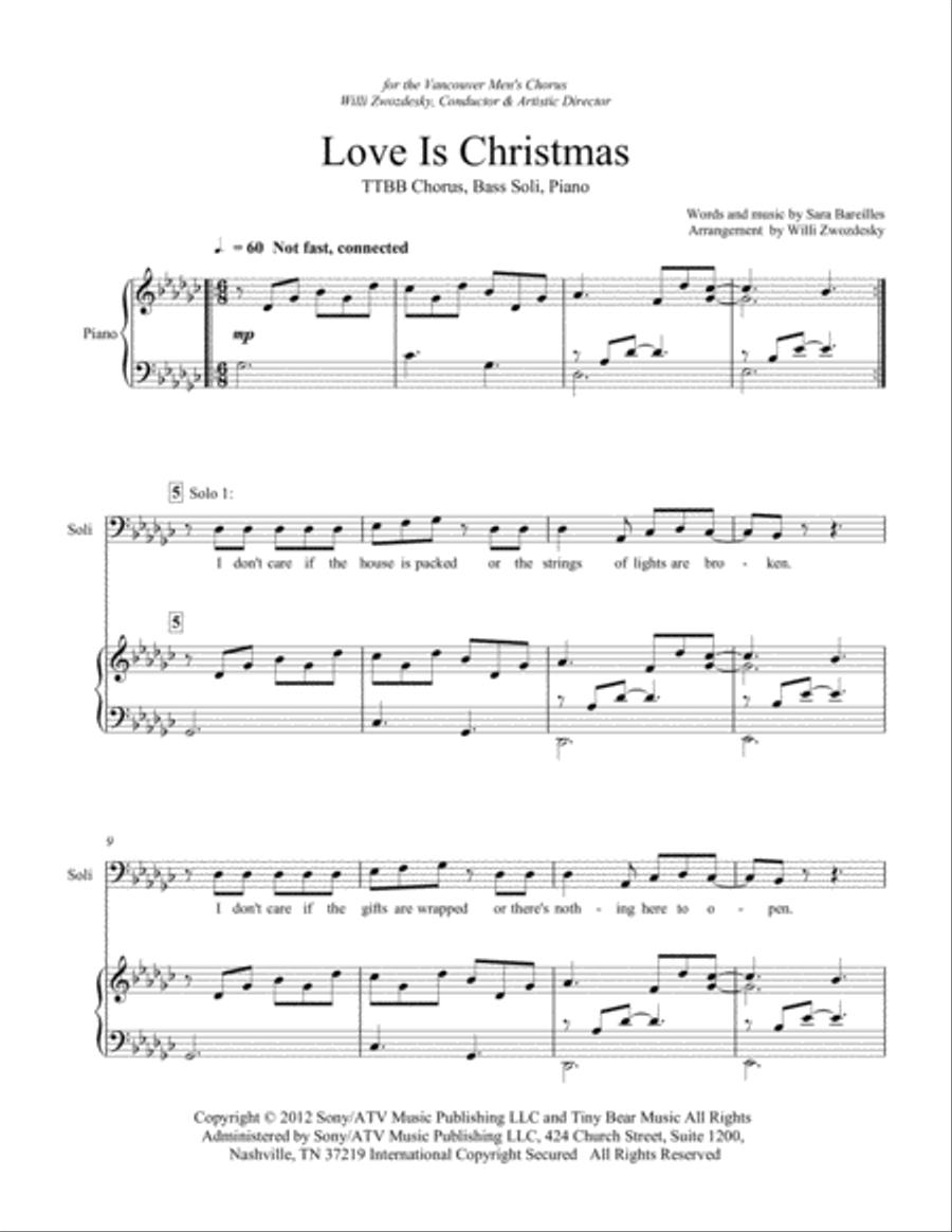 Love Is Christmas TTBB scores gallery preview page 1