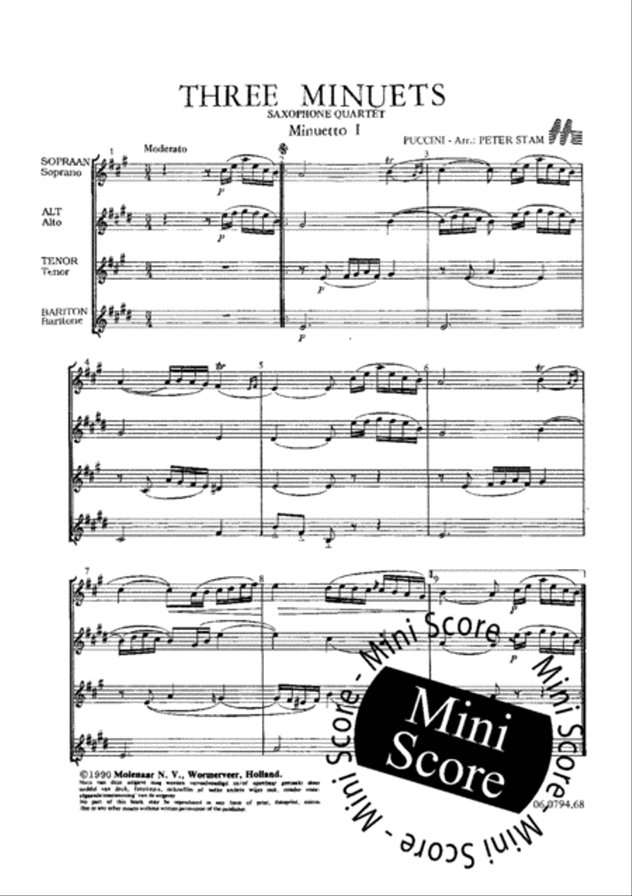 Three Minuets Three Minuets Saxophone Quartet scores gallery preview page 3