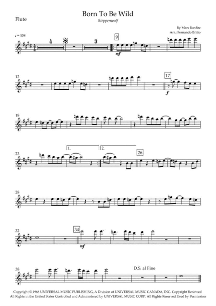 Born To Be Wild Flute Solo scores gallery preview page 3
