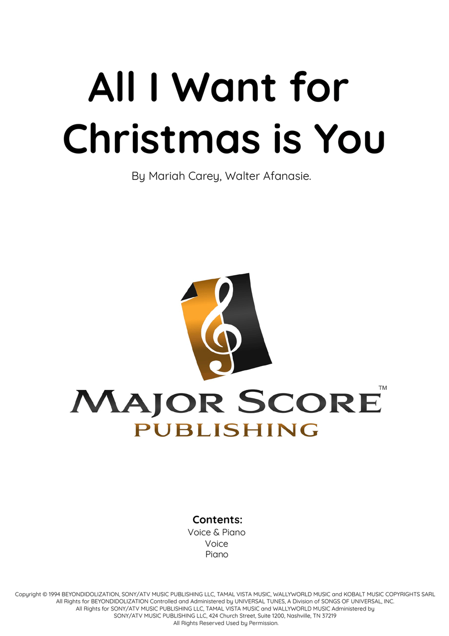 All I Want For Christmas Is You Piano, Vocal scores gallery preview page 1