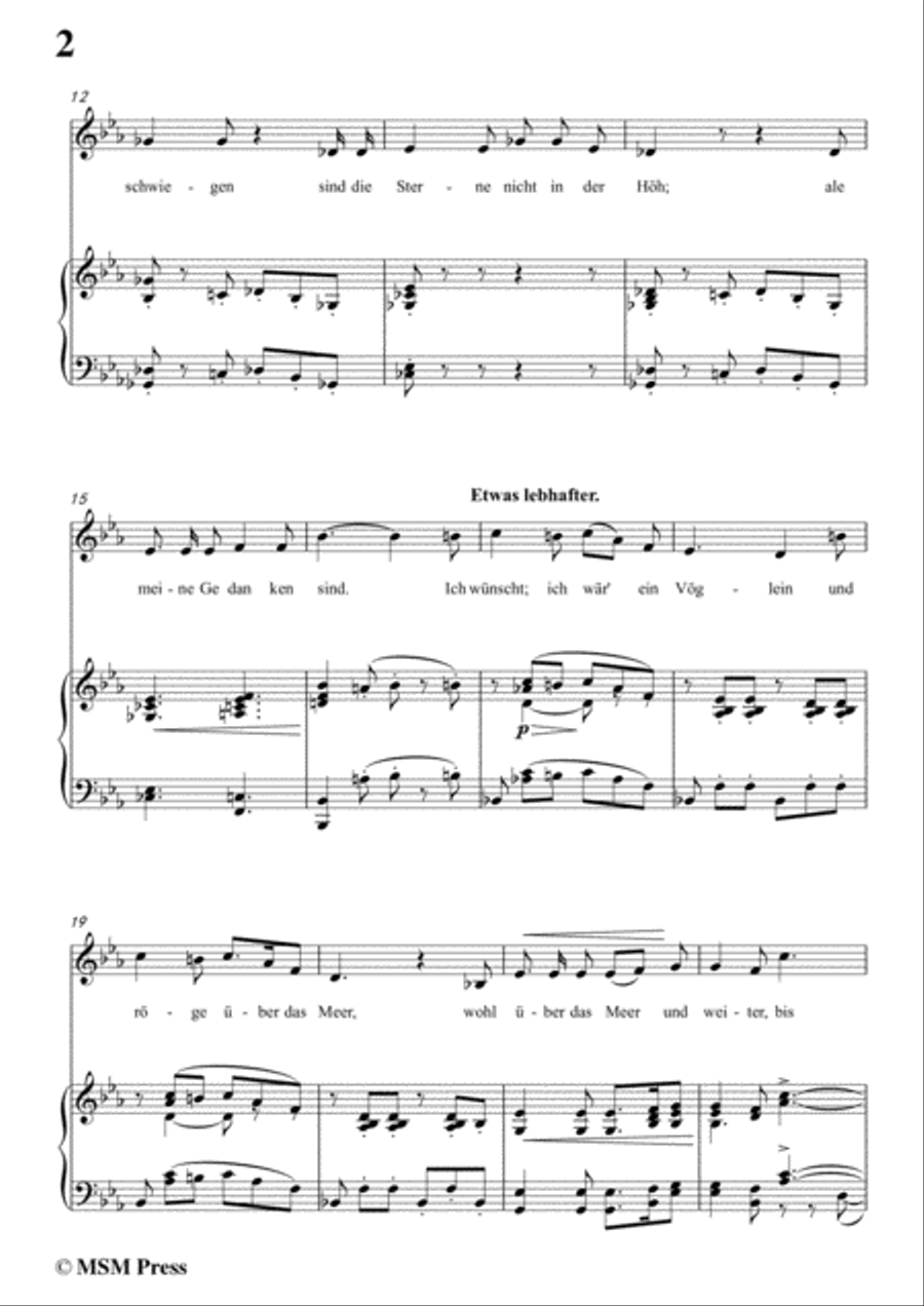 Schumann-Die Stille,in E flat Major,for Voice and Piano Voice Solo scores gallery preview page 4