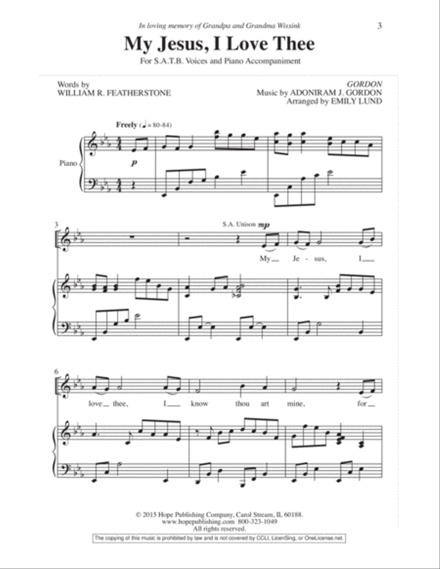 My Jesus, I Love Thee 4-Part scores gallery preview page 4