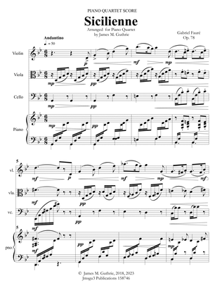 Fauré: Sicilienne for Piano Quartet