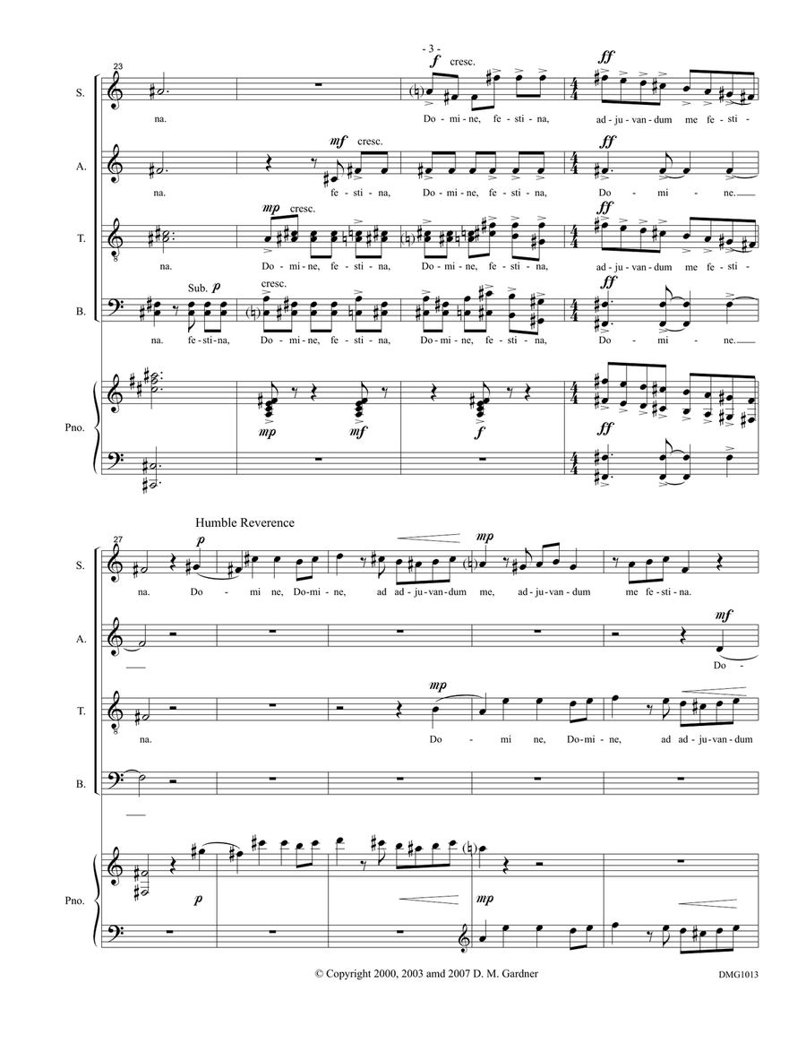 Domine ad adjuvandum me festina (SATB divisi and Piano or Organ) image number null