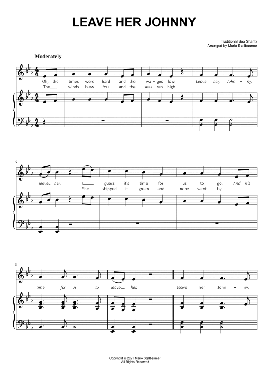 Leave Her Johnny (Sea Shanty) Voice scores gallery preview page 1