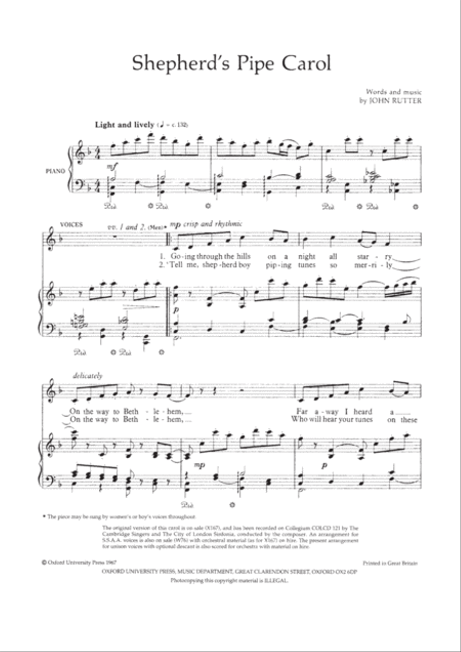 Shepherd's Pipe Carol Shepherd's Pipe Carol Unison Choir scores gallery preview page 2