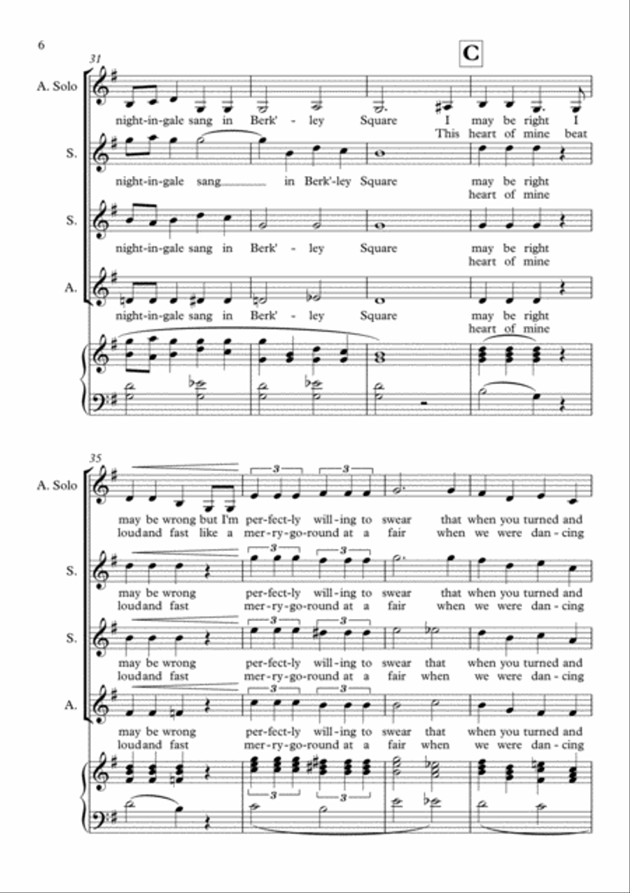 A Nightingale Sang In Berkeley Square SSA scores gallery preview page 6