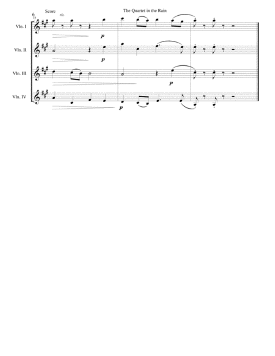 Quartet in the Rain for 4 violins Violin Solo scores gallery preview page 6