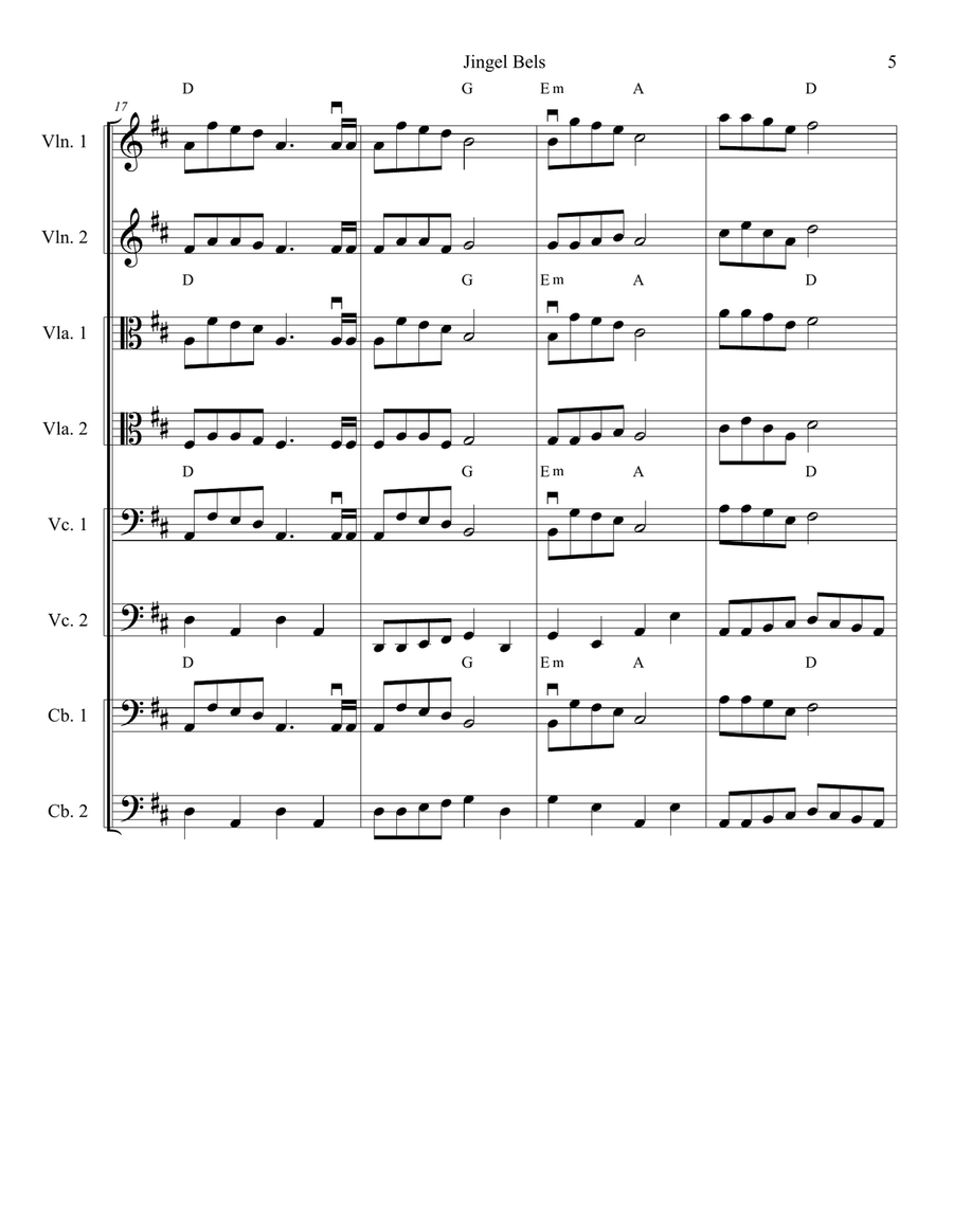 Jingle Bells for Strings String Orchestra scores gallery preview page 5