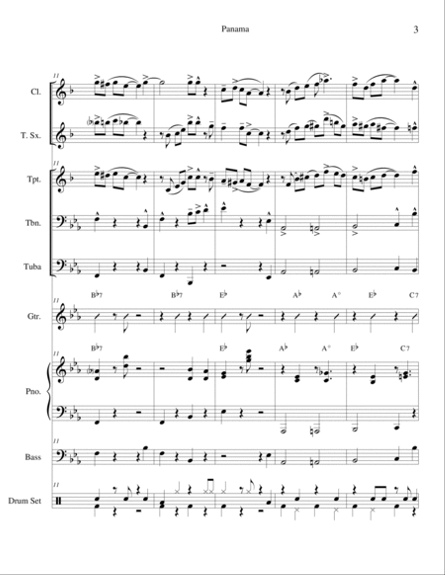 Panama for Dixieland Combo by William Henry Tyers Jazz Ensemble scores gallery preview page 4
