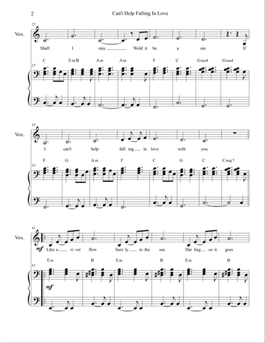 Can't Help Falling In Love Voice scores gallery preview page 2