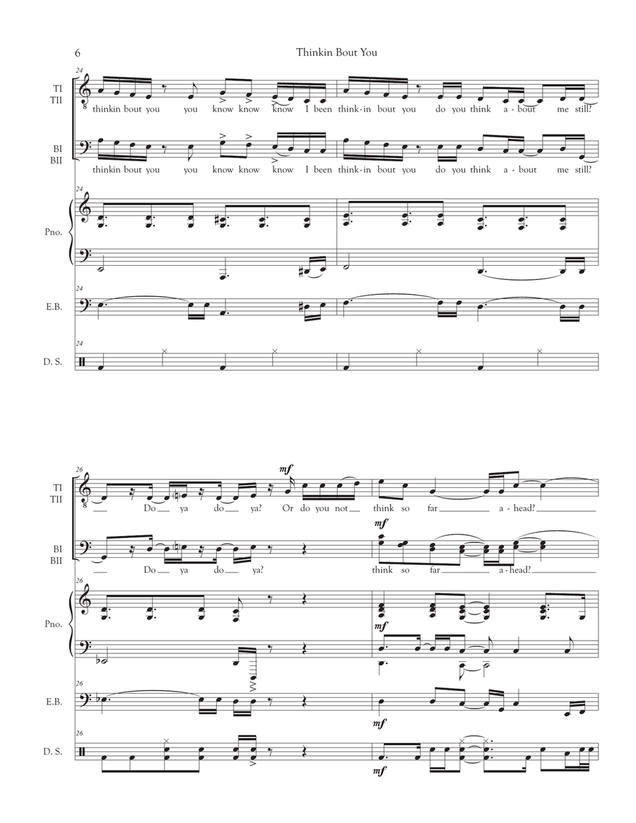 Thinkin' 'bout You TTBB scores gallery preview page 6