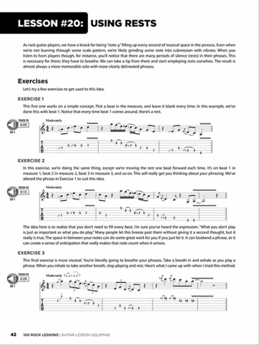 100 Rock Lessons Guitar Tablature scores gallery preview page 6