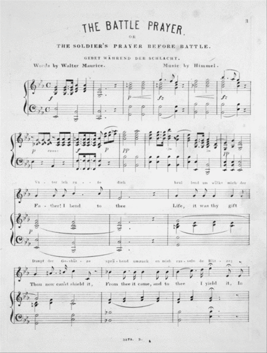 Prayer! Battle, or, The Soldier's Prayer Before Battle. Gebet Wahrend Der Schlact Voice scores gallery preview page 2