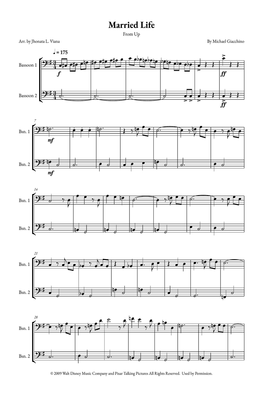 Married Life Woodwind Duet scores gallery preview page 1