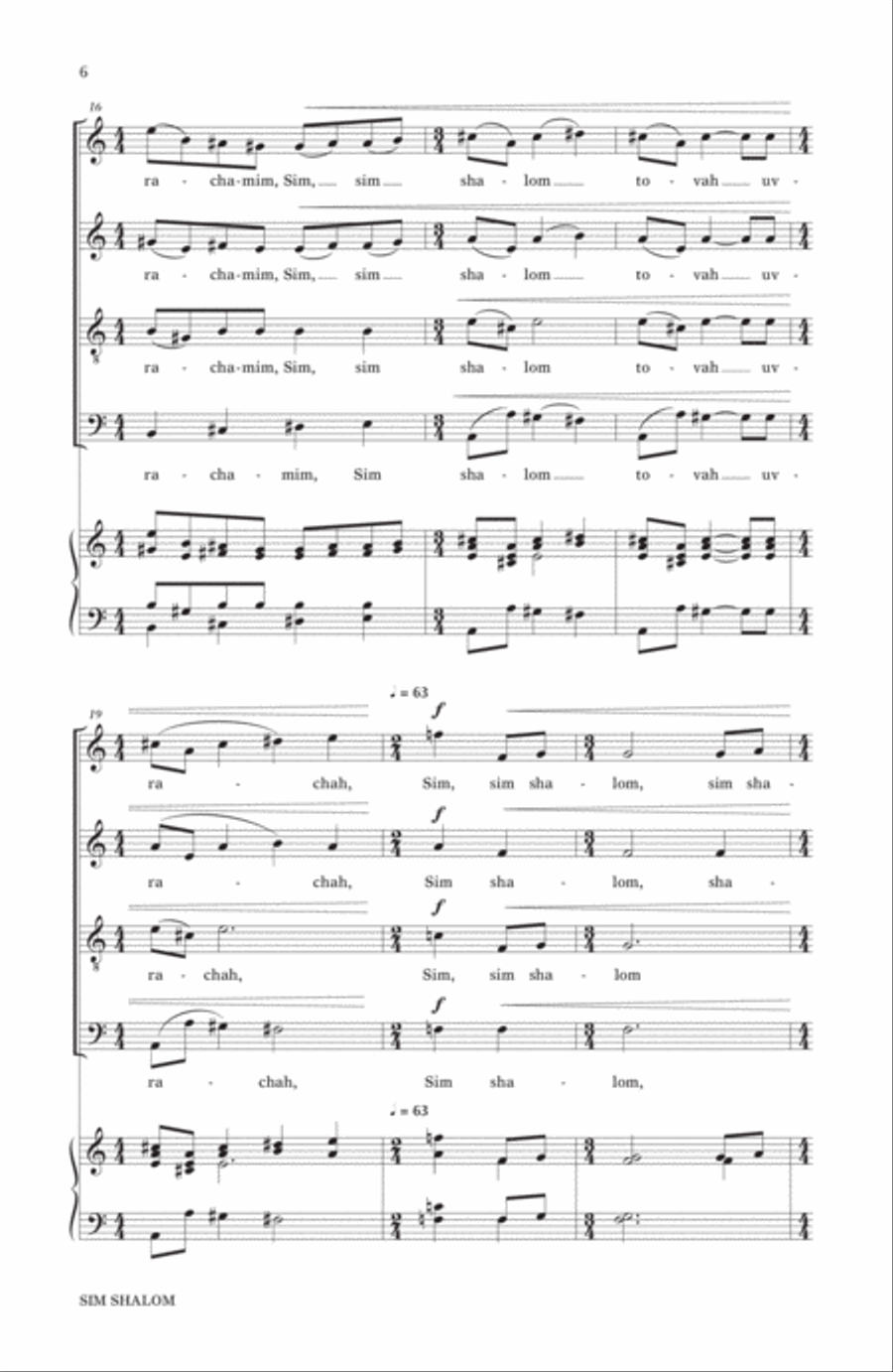 Sim Shalom Sim Shalom 4-Part scores gallery preview page 4