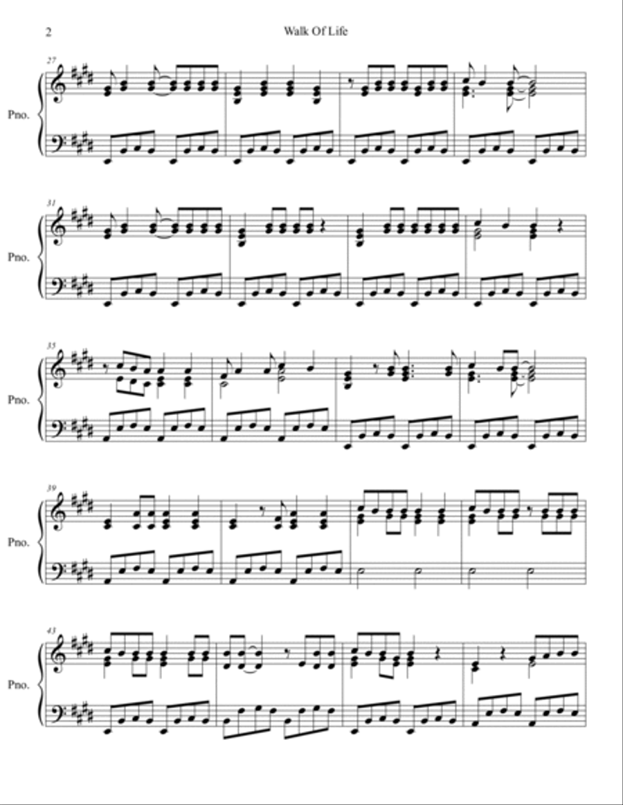 Walk Of Life Piano Solo scores gallery preview page 3