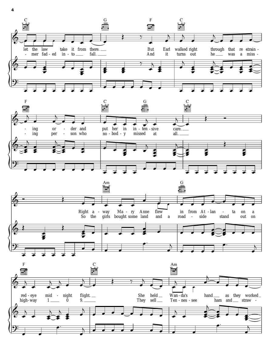 Goodbye Earl Piano, Vocal, Guitar scores gallery preview page 4
