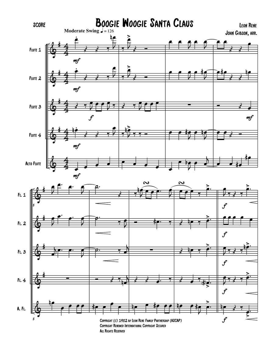 Boogie Woogie Santa Claus Woodwind Ensemble scores gallery preview page 2