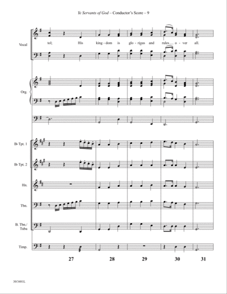 Ye Servants of God - Brass and Percussion Score and Parts Choir scores gallery preview page 11