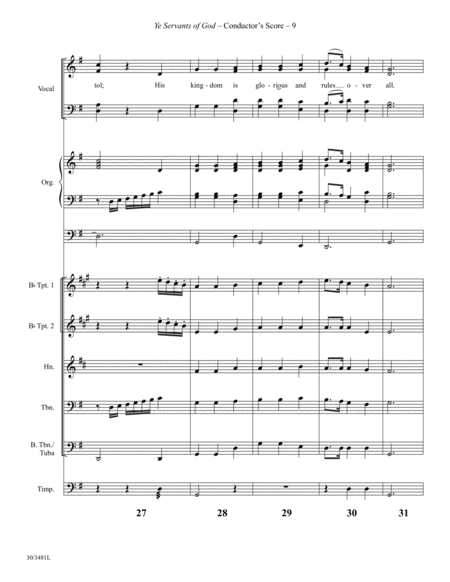 Ye Servants of God - Brass and Percussion Score and Parts