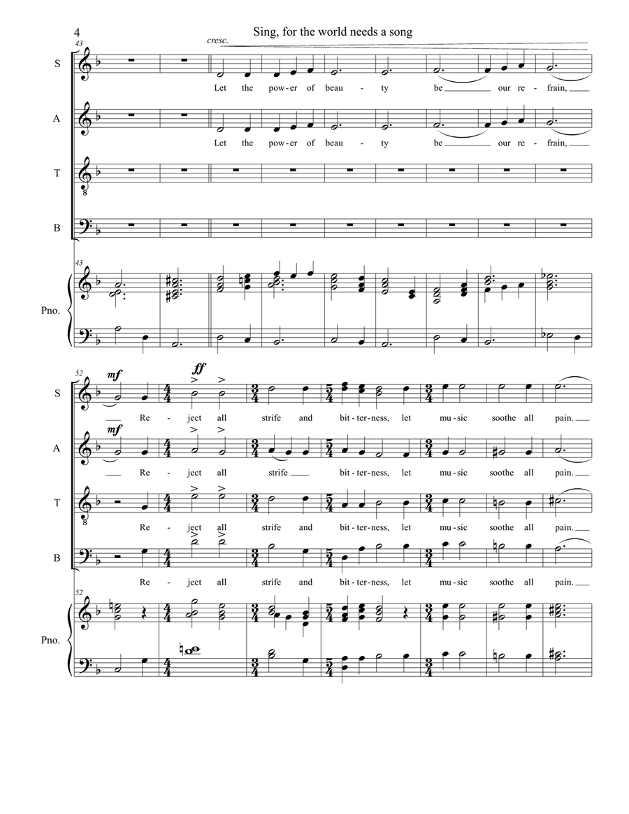 Sing, for the world needs a song 4-Part scores gallery preview page 4