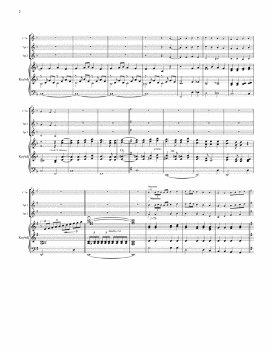 Joyful, Joyful, We Adore Thee (Hymn to Joy) – One or Two Trumpets and Keyboard. Trumpet Duet scores gallery preview page 3