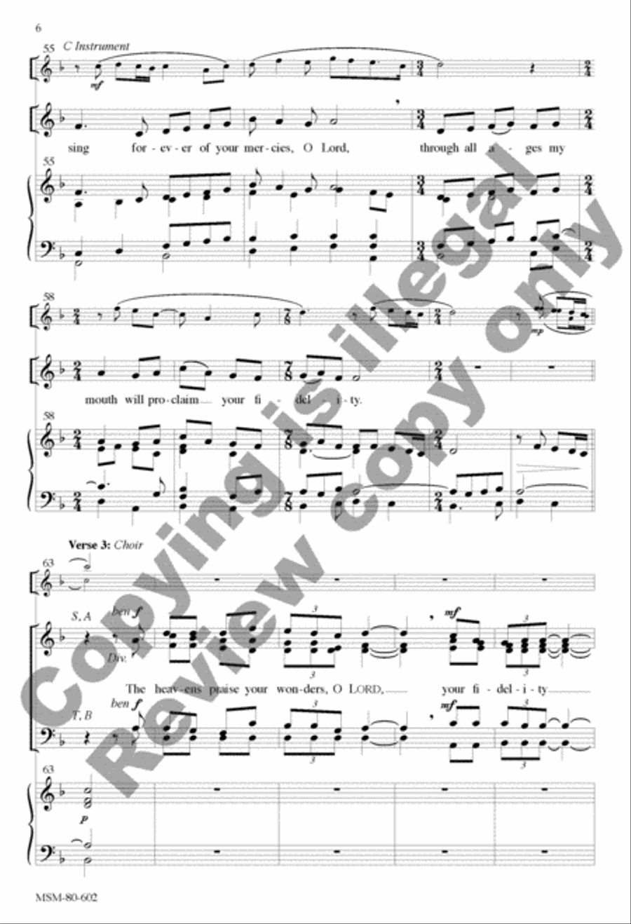 I Will Sing Forever of Your Mercies, O Lord: Communion Antiphon for Chrism Mass 4-Part scores gallery preview page 17