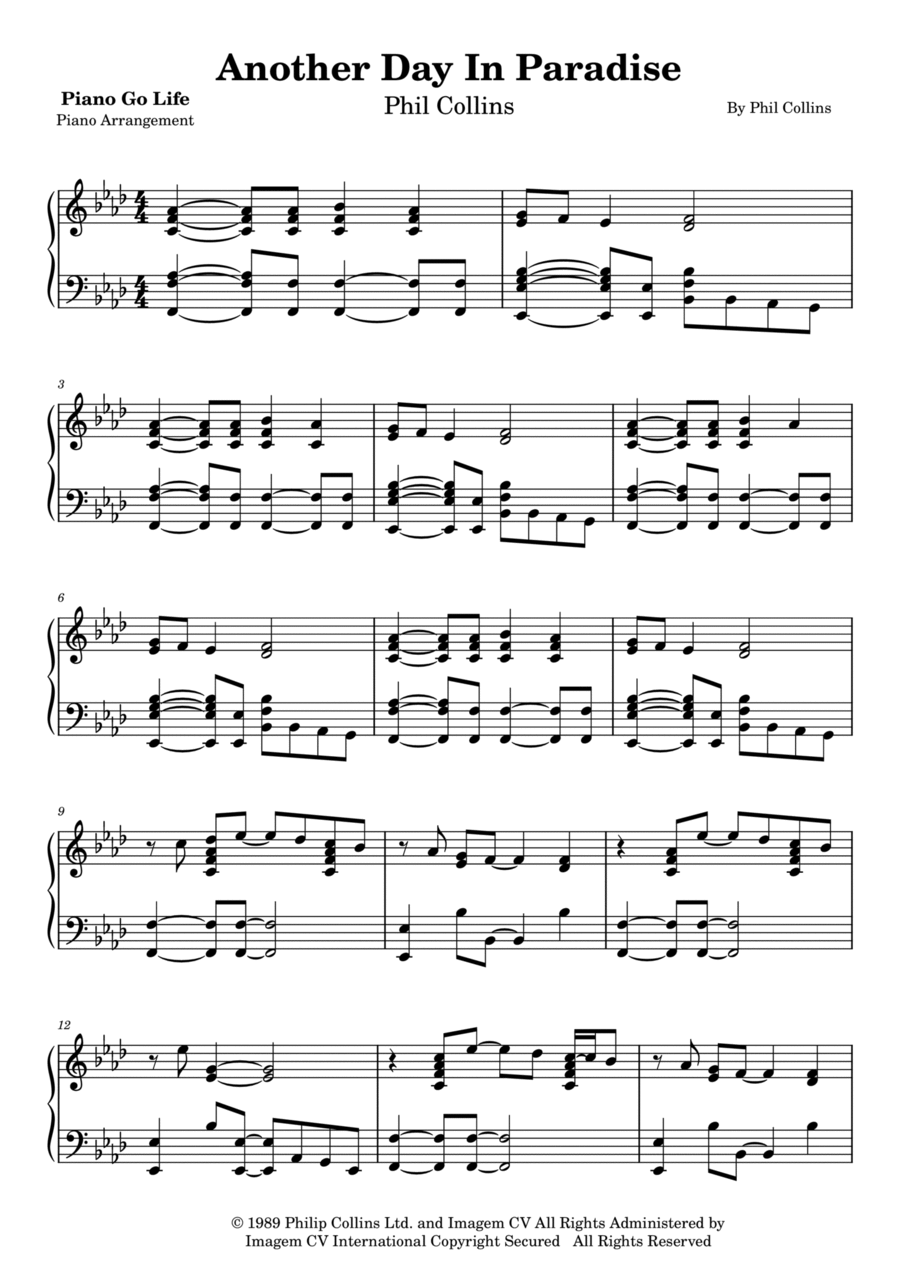 Another Day In Paradise Piano Solo scores gallery preview page 1