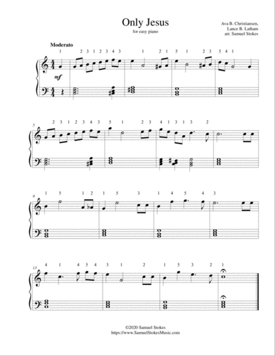 Only Jesus (I’ve Found a Refuge) - for easy piano Easy Piano scores gallery preview page 1