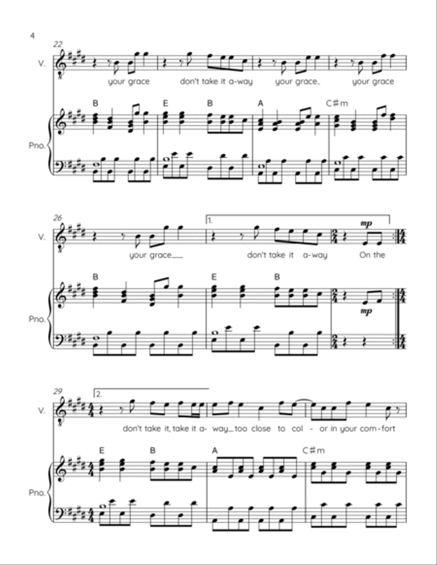 Grace Piano, Vocal, Guitar scores gallery preview page 4