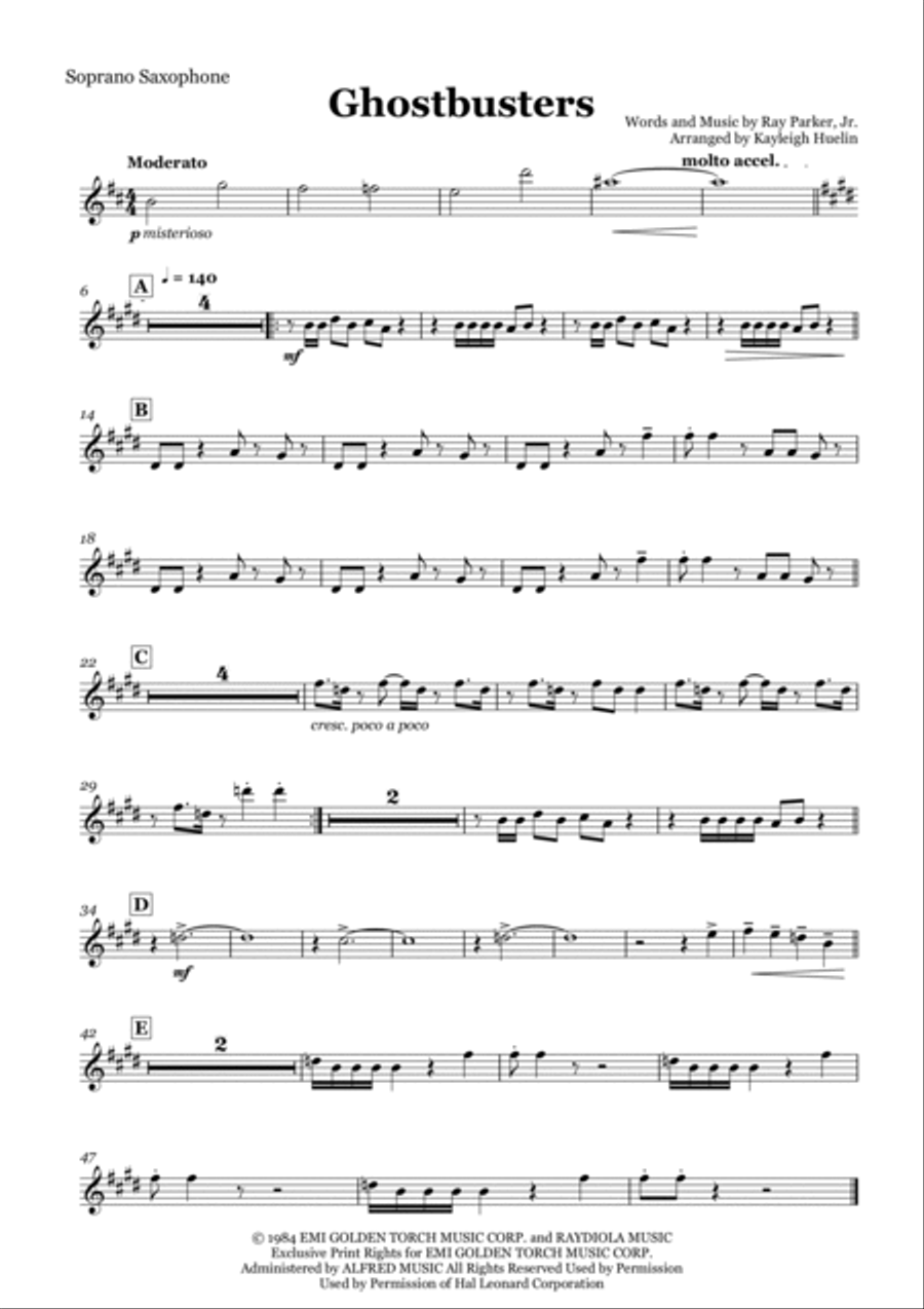 Ghostbusters Saxophone Quintet scores gallery preview page 6