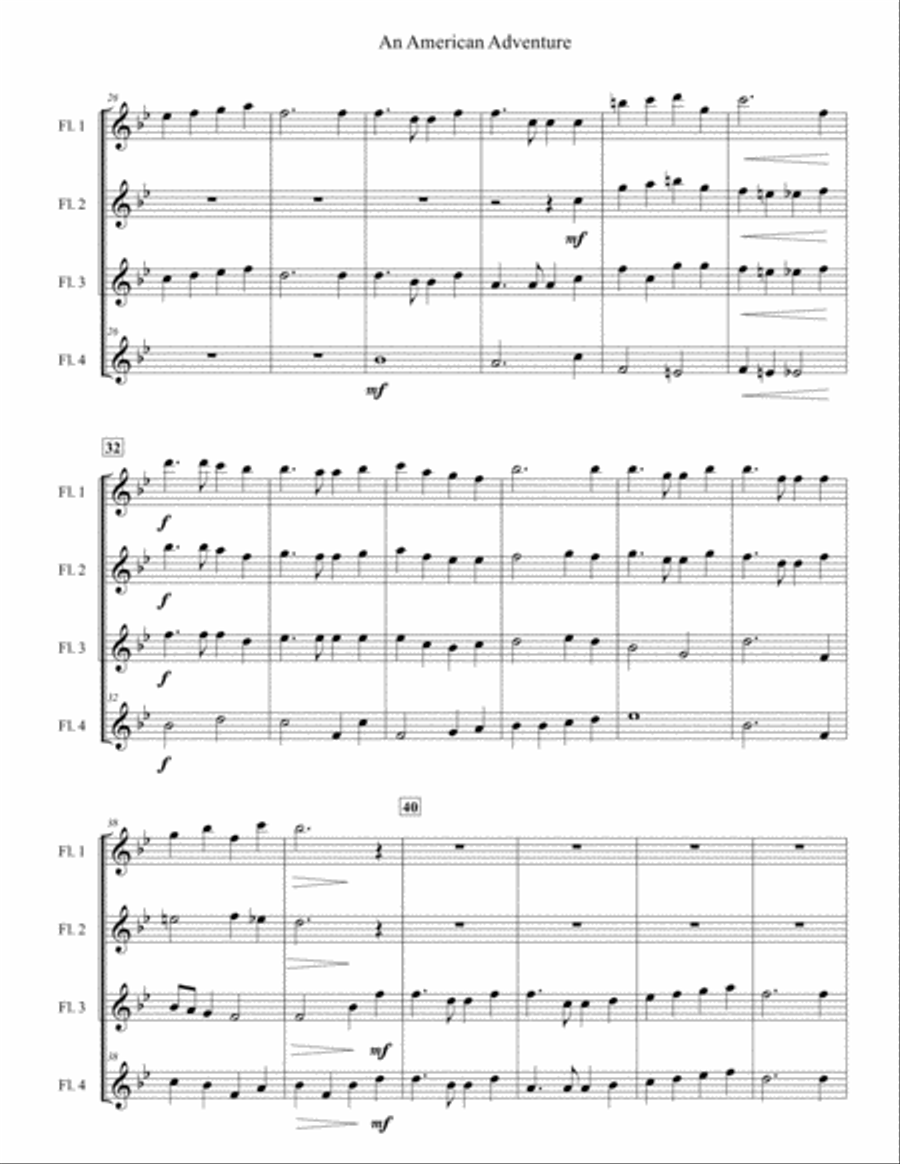An American Adventure for Flute Quartet Flute Quartet scores gallery preview page 4