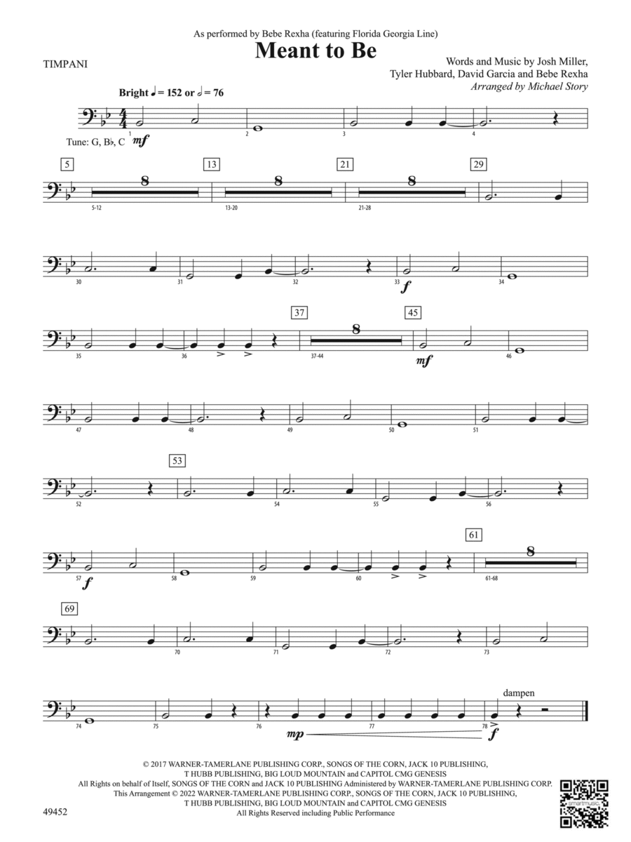 Meant To Be: Timpani Meant To Be: Timpani Concert Band scores gallery preview page 1