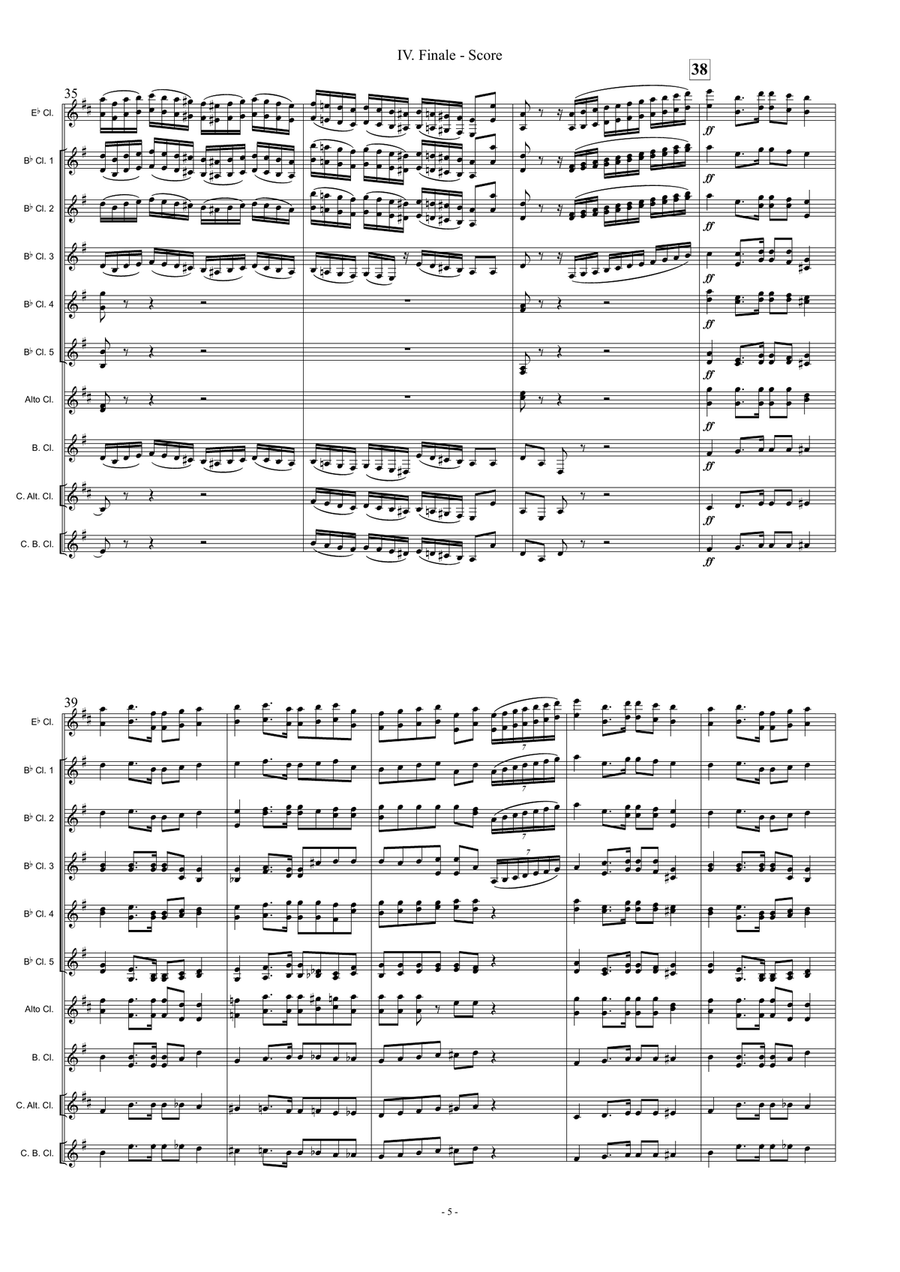Tchaikovsky - Symphony No.4 - IV. Finale (for Clarinet Choir) Clarinet Choir scores gallery preview page 5