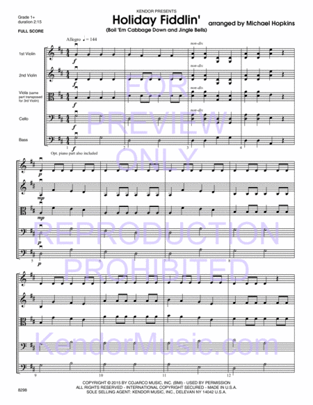 Holiday Fiddlin' (Boil 'Em Cabbage Down and Jingle Bells) (Full Score)