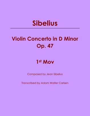 Book cover for Violin Concerto in D Minor, Op. 47