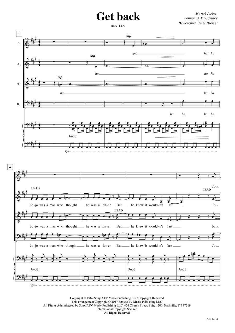 Get Back 4-Part scores gallery preview page 1