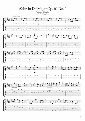 Minute Waltz - Waltz in Db major Op. 64 No. 1 - for Flatpicking Guitar / Electric Guitar