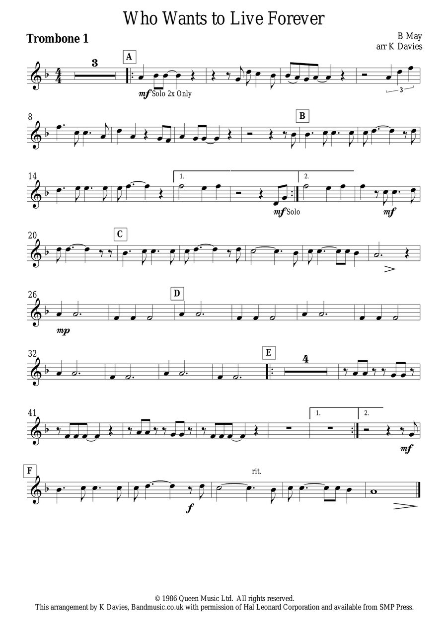 Who Wants To Live Forever Small Ensemble scores gallery preview page 3